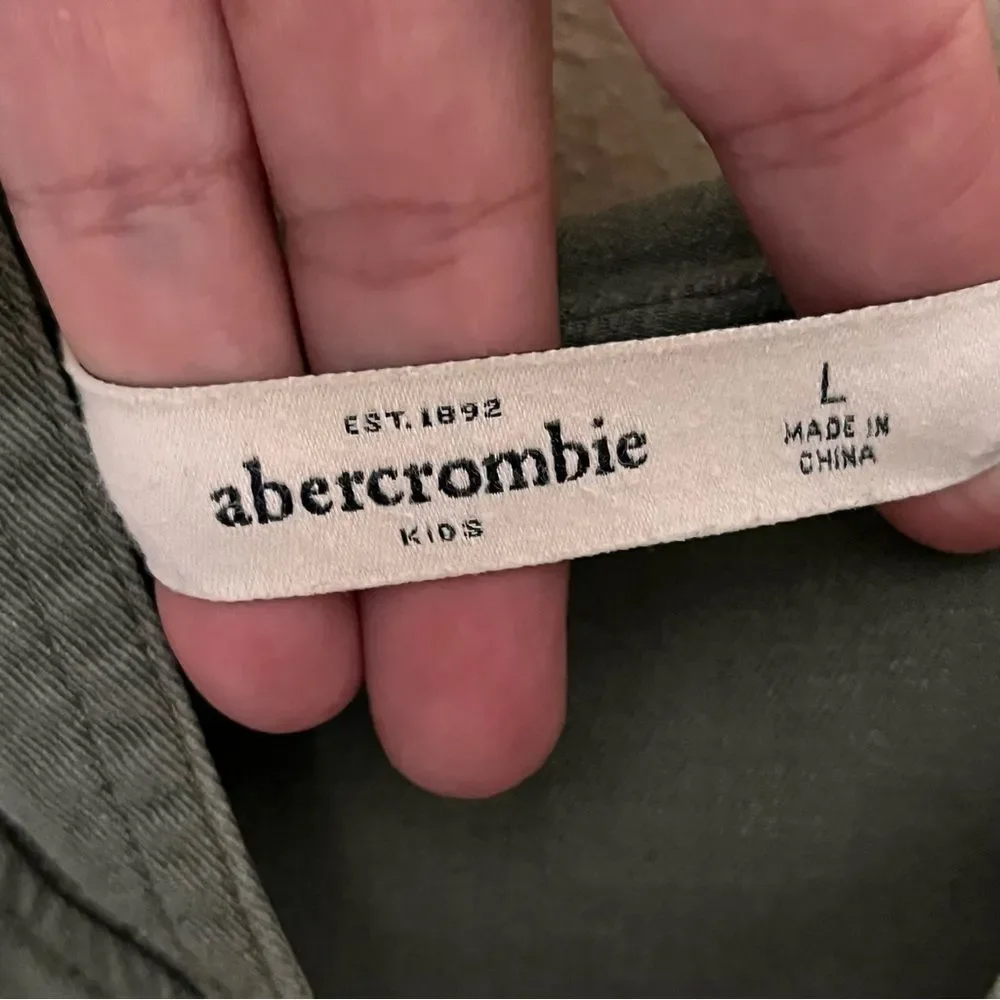 Abercrombie Kids Army Green Hooded Snap Front Utility Jacket Coat Size Large